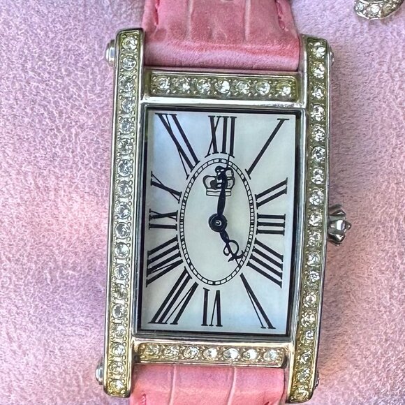 Y2K Juicy Couture Pink Croc Embossed Crystal Watch w/ Crown  display picture 1